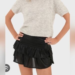 Meet Me There "Starlit" Elegant Black Tiered Skort, Shimmery, M/L